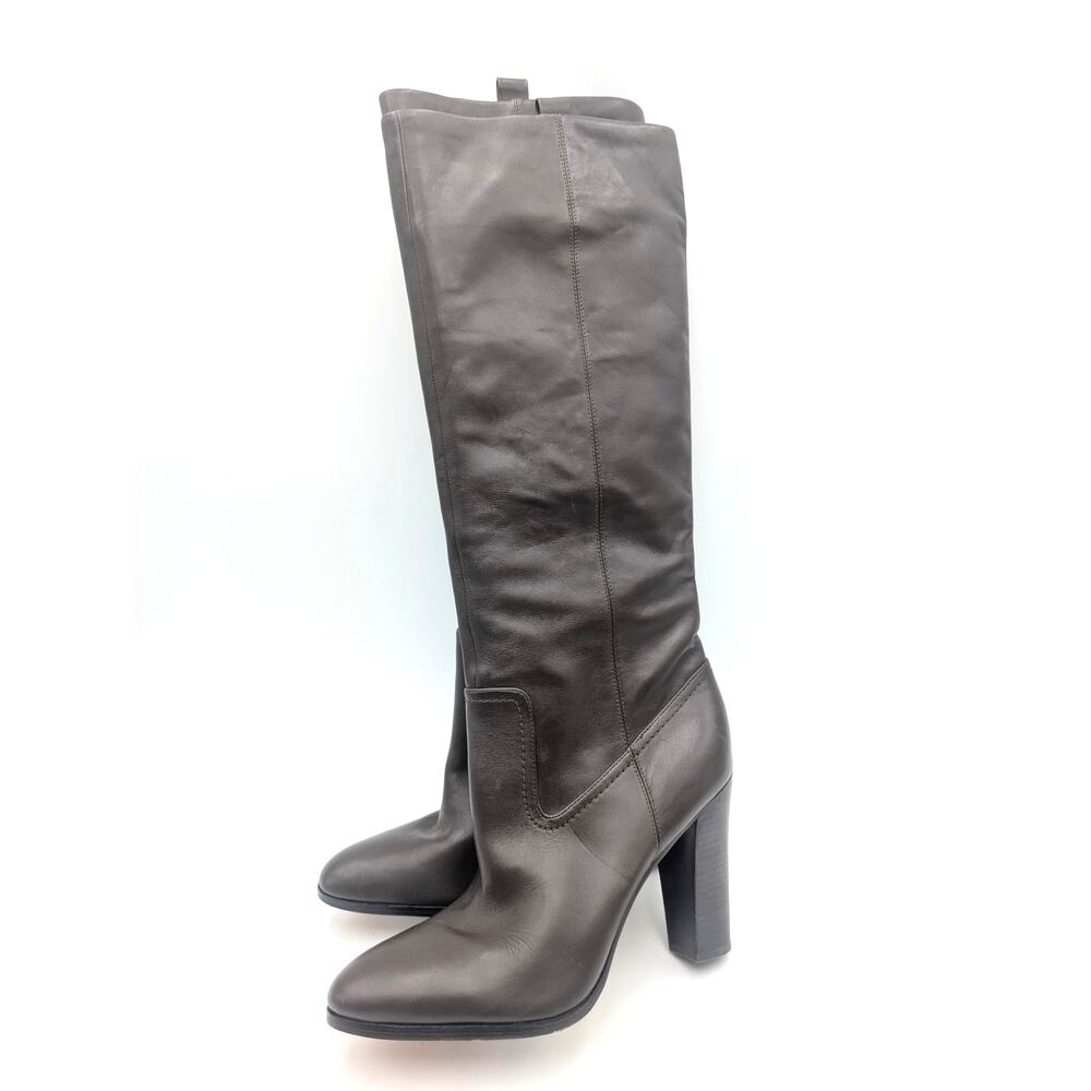 Veronica Beard Vesper Heel Boots Women's Dark Brown Leather Size US10M EU40.5